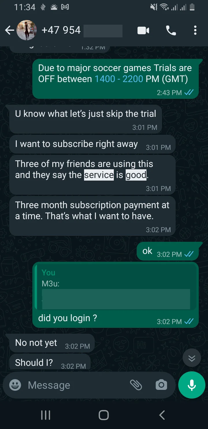 Customer Feedback Screenshot